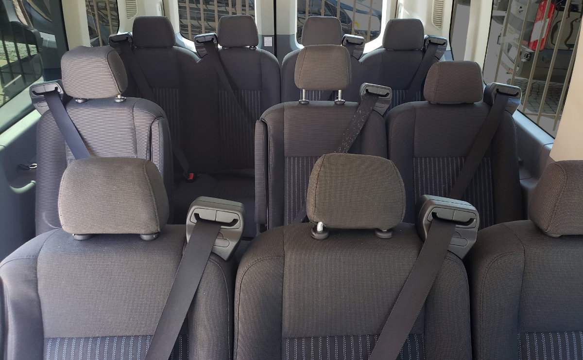 Inside 12 passenger van Ford Transit
